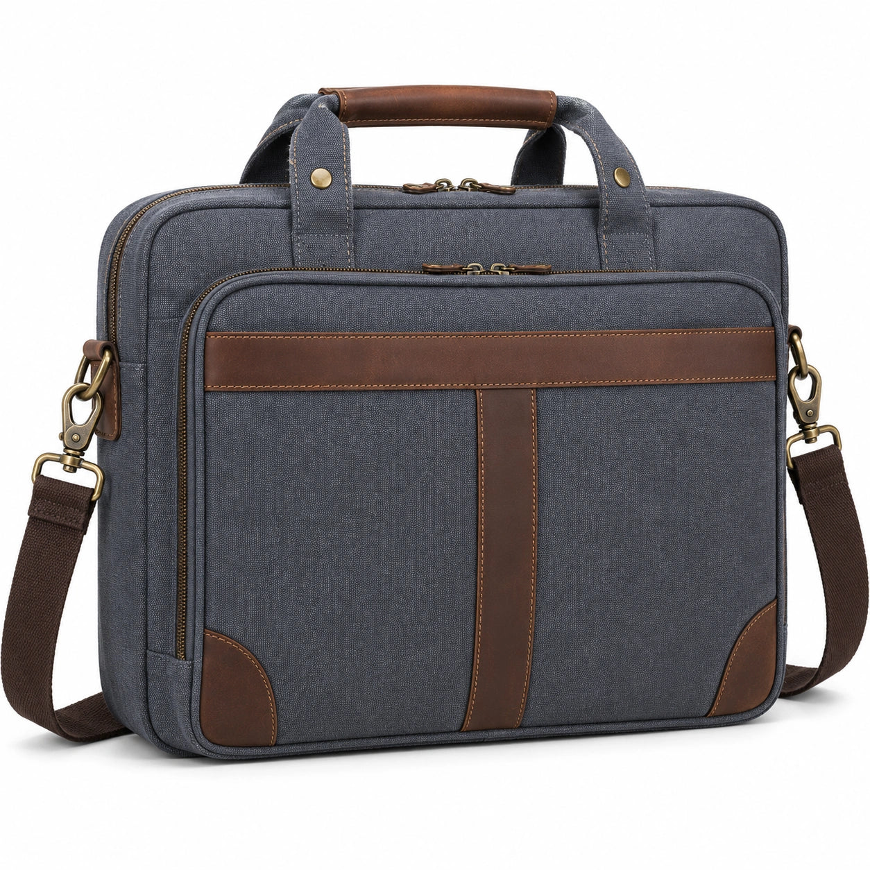 Laptoptasche 15 Zoll Canvas Grau/Braun