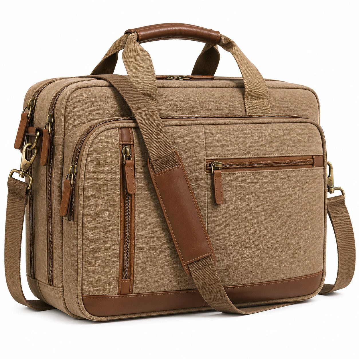 Laptop-Umhängetasche für Damen und Herren, Canvas Braun