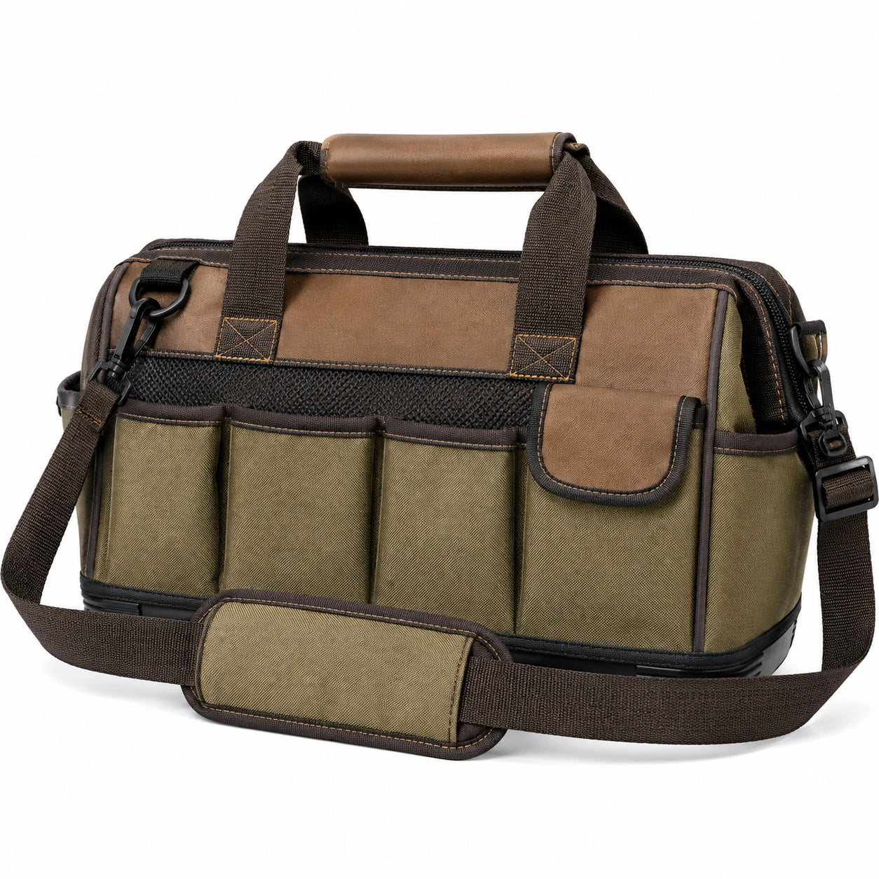 Werkzeugtasche mit Schultergurt Braun/Grün