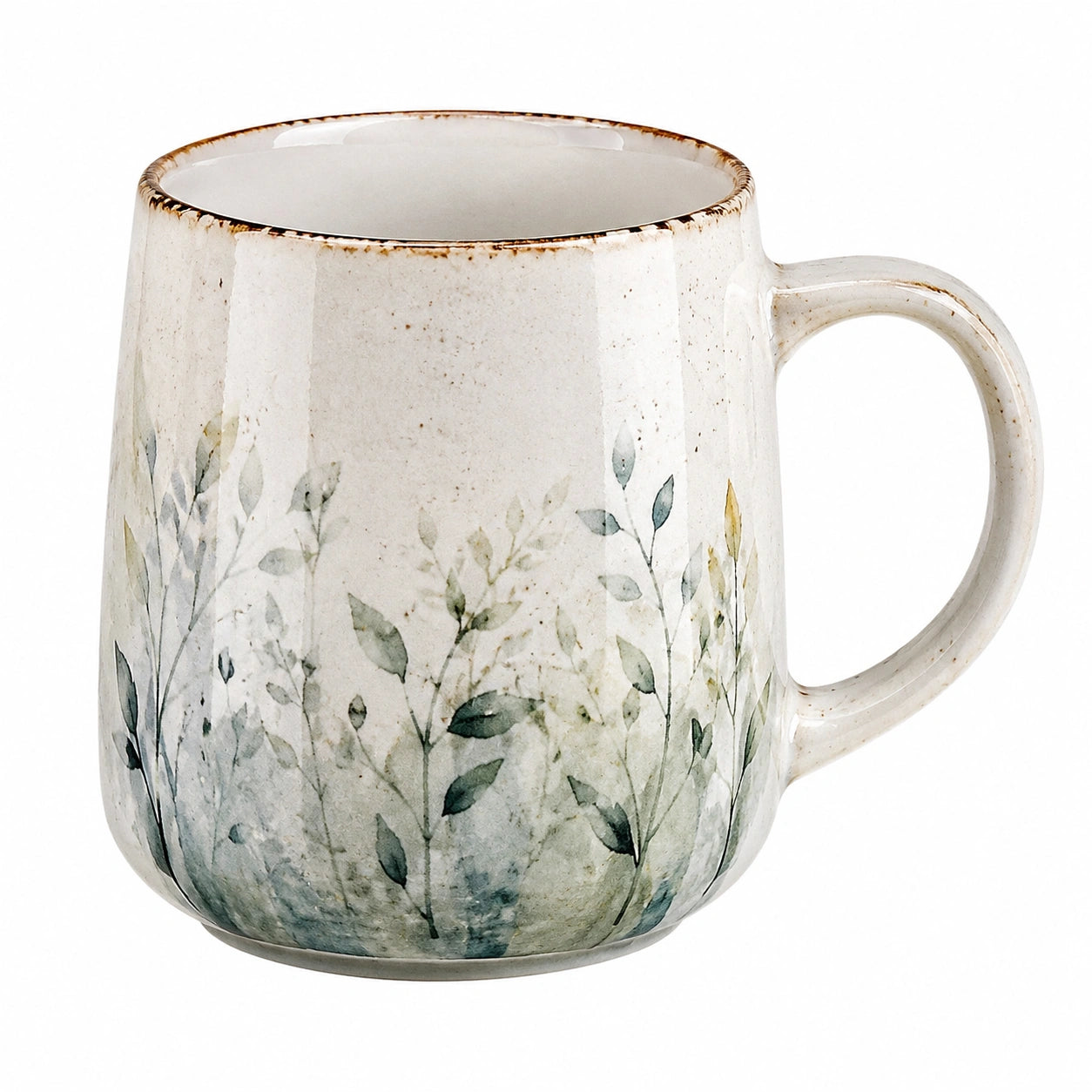 Keramiktasse mit Pflanzenmuster 350ml Beige