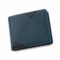 Herren Geldbörse Blau mit Geometrischen Nähten 11cm x 9cm