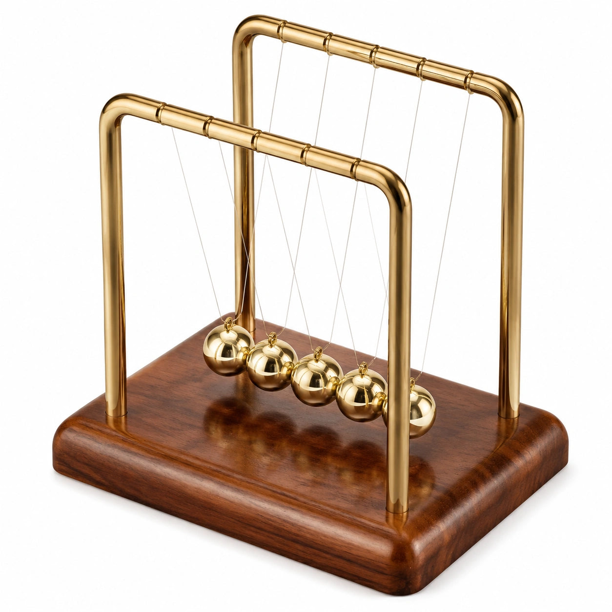 Goldenes Newton Pendel mit Holzsockel