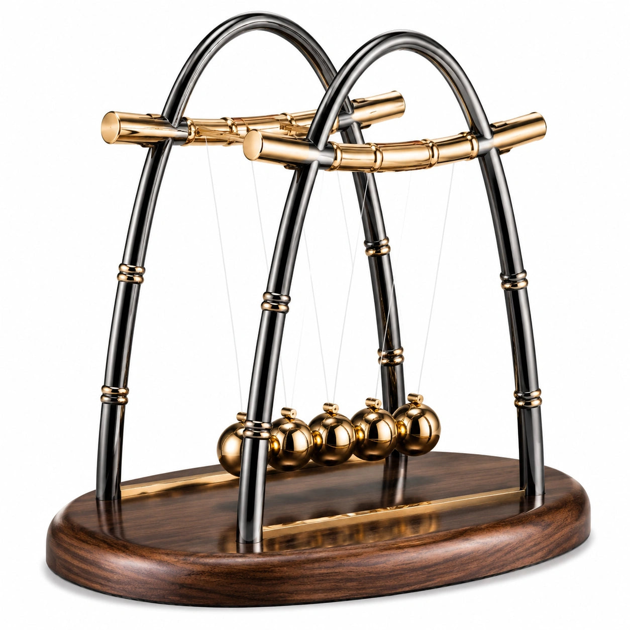 Elegantes Newton-Pendel, Gold/Schwarz, 20 cm
