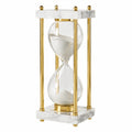 Luxuriöse 60-Minuten-Sanduhr aus Glas und Marmor in Weiß-Gold