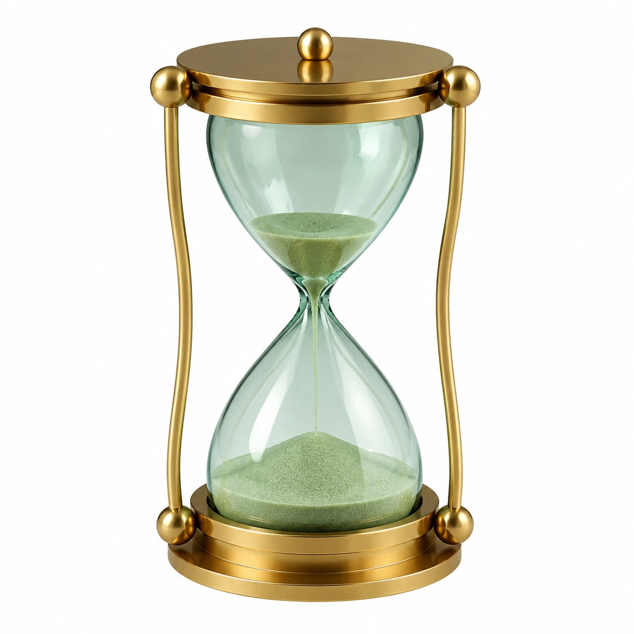 Goldene Sanduhr mit gehärtetem Glas, 30 Minuten, grünem Sand