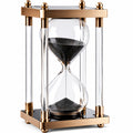 Sanduhr mit Glasröhren, Schwarzer Sand, 60 Minuten, Gold