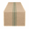 Tischläufer Beige mit Grünen Streifen 180x40cm