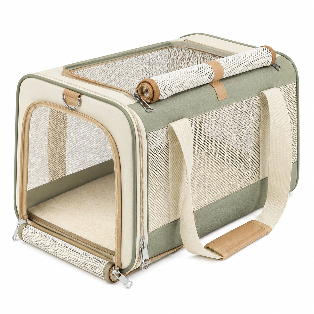 Tragbare Haustiertragetasche Beige/Grün
