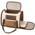 Faltbare Haustiertragetasche mit Netzfenstern Beige/Braun 45cm