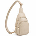 Damen Umhängetasche Beige mit Reißverschluss