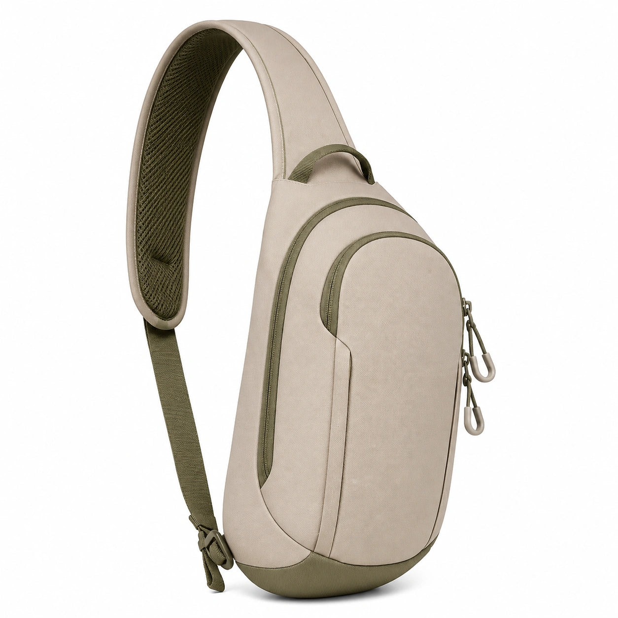 Moderne Unisex Umhängetasche Beige/Grün mit Ergonomischem Design